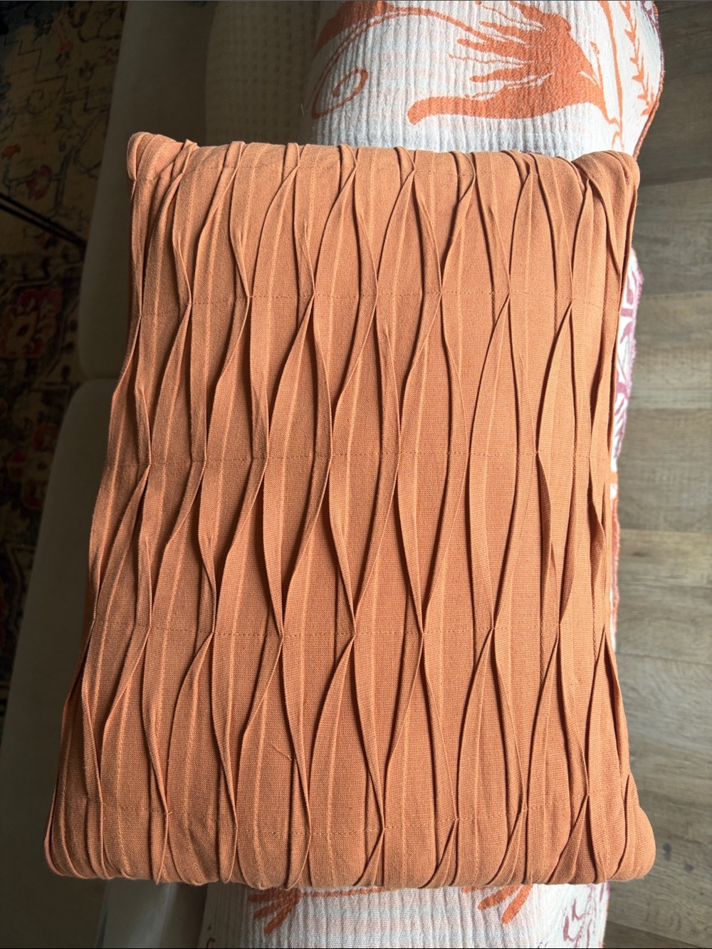 Textured Rust Orange Decorative Pillow